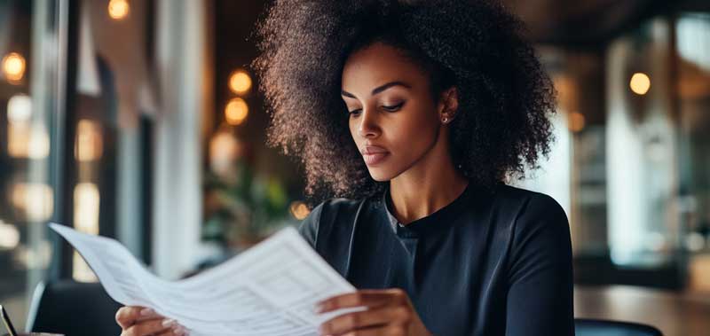 Woman reading a comprehensive financial reporting guide