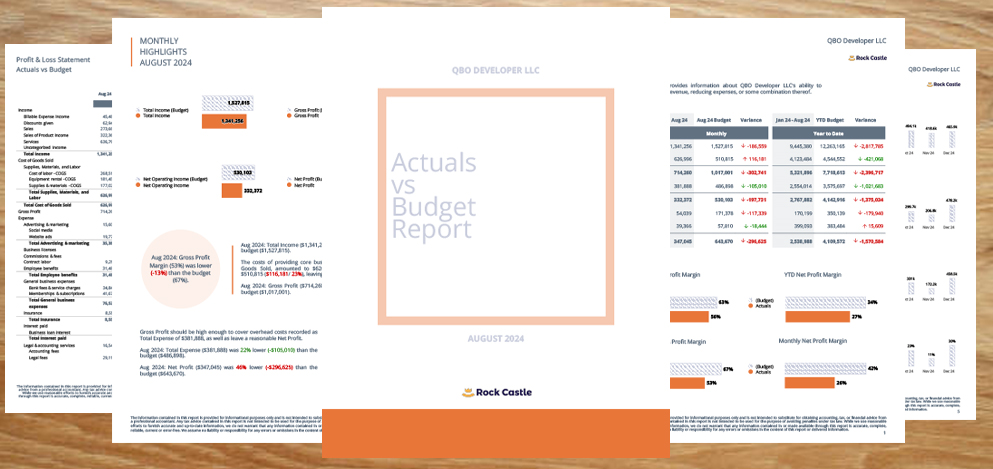 Actual vs Budget Report Template